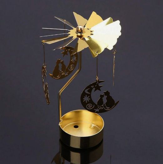Tea Light Set with Spinning Cats on the Moon - nice gift