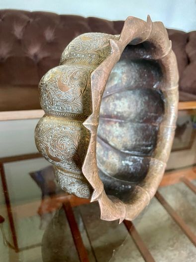 Antique Indian brass Planter Pumpkin Lotus Shape