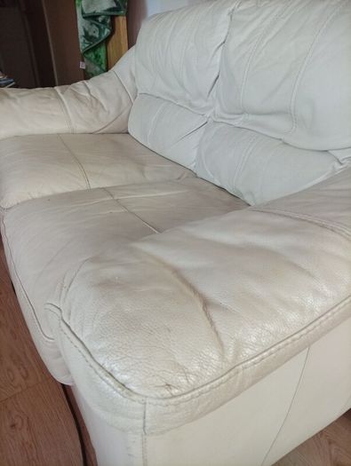2 cream leather 2 seater sofa s