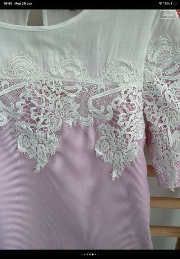 short sleeve pink & white top uk size 8 rant & rave brand