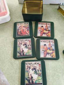Vintage Memorabilia Woman and Home Magazine set of 5 Coasters in steell box