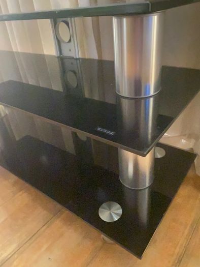 Black glass tv stand