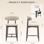2PCS Counter Height Bar Stools with Back, Modern Upholstered Bar Chairs with Ergonomic Backrest & Footrest, Rubberwood Frame, Breathable Fabric, Padded Seat for Kitchen Island & Home Bar Image 2