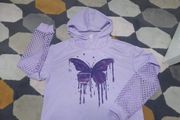 NEW girls purple fish net sleeved hoody