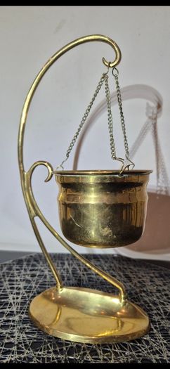 vintage brass hanging pot