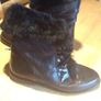 Black Leather & Fur Vintage Ankle Boots Image 5
