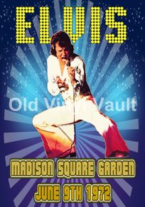 ELVIS PRESLEY Concert Poster Madison Square Garden 1972 Repro