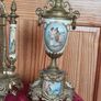 vintage ceramic, brass mantel clock. Working perfectly. Image 4