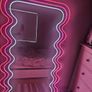 Pink and White Neon Wave Mirror Image 2