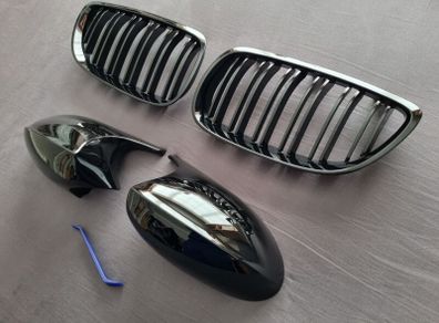 BMW 3 Series E92 E93 Pre-Lci Kidney Grilles & Mirror Covers Set Brand New