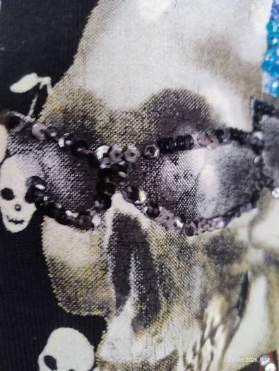 Vintage Y2K Siren Mall Goth Cherry Skull Sequin Cardigan
