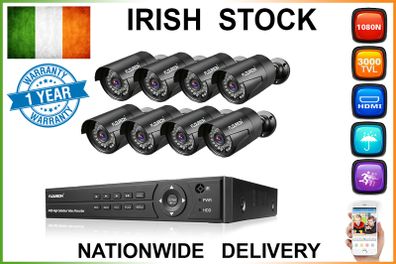 Cctv System, 8 Cameras 3000tvl Hd 1080n + Hdd - 1 Year Warranty