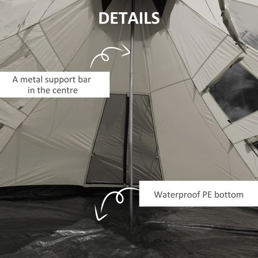6-Person Outdoor Metal Frame Camping Tent w/ Carrier Bag Grey