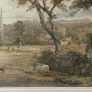 Unsigned Antique 19th century English school watercolour pastoral Landscape with church spire and figures Image 9