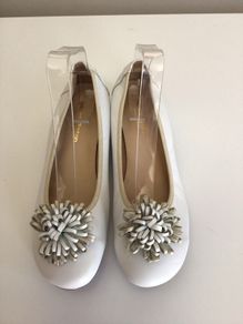 Pedro Anton White Leather Ballerina Flats Eu 41 Size 7/