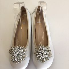 Pedro Anton White Leather Ballerina Flats Eu 41 Size 7/