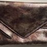 Dark Brown Metallic V-Shaped Envelope-Style Clutch Bag with Wrist Strap Image 2