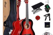 3/4 Classical Guitar for Kids Teenager Students Beginners with Nylon-String (36 Inches, Red Glossy)