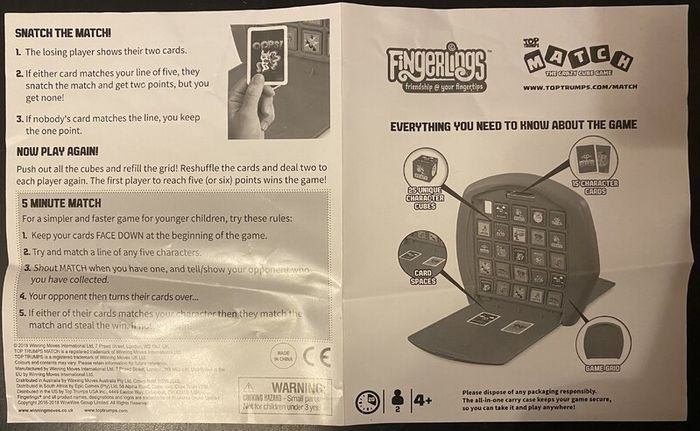 Fingerlings Match Boardgame