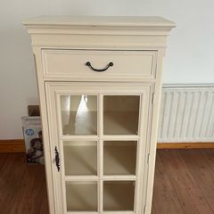 Vintage Style Cream Display Cabinet / Unit with Drawer