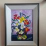Lovely Original Oil Painting still life Flowers & Apples Image 2