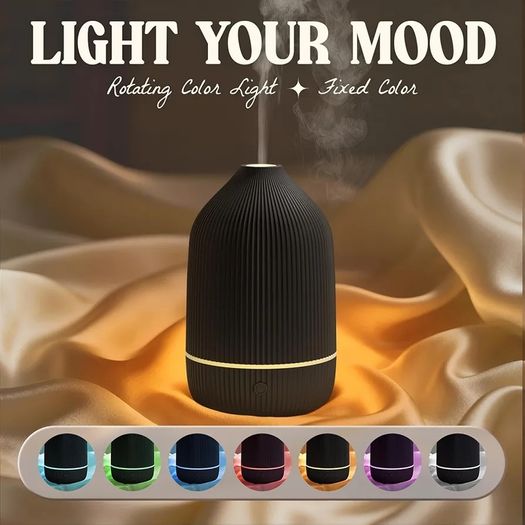 Essential Oil Diffuser, 100ml Ultrasonic Aroma Diffuser for Essential Oil with Auto Shut-Off, 7 Colour LED Lights, Cool Mist Humidifier for Home, Office, Bedroom, Black