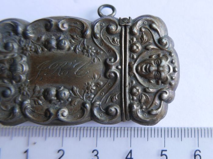 RARE!! Antique Sterling Silver Engraved Matchbox Pendent MATCH SAFE Vesta Case - Late 1800s