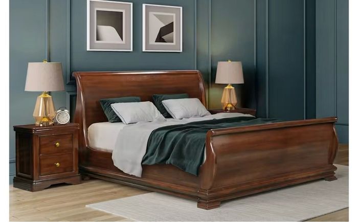 4ft 6 solid mahogany bed