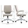 Office Chair Desk Chair Home Office Chair with Rocking Function Backrest Height Adjustable Thickly Padded Ergonomic 360 Swivel Wheels Polyester Nylon PP Beige+White 62x69x92-100 cm Image 2