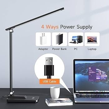 One Fire LED Desk Lamp,15 Modes LED Desk Light,500 Lumen LED Lamp,Dimmable Reading Lamp,Desk Lamps Office,Adjustable LED Table Lamp,Black Desk Lamps for Study Lamp,Reading Lamps for Bedside Table