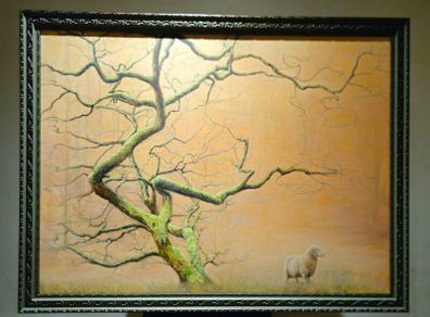 Original Oil Painting  " Peach Sunset  "