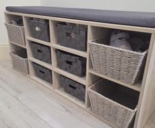 Entryway cubby storage bench