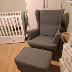 ikea strandmon chair and footstool