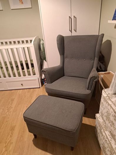 ikea strandmon chair and footstool