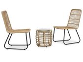 3 Piece Bistro Set Poly Rattan Oak