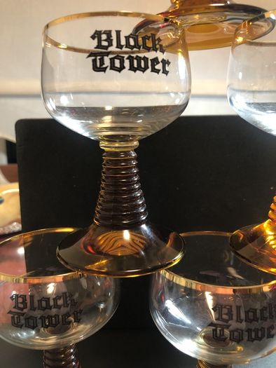Vintage Black Tower Wine glasses