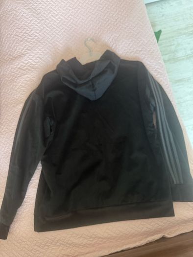 Brand new Adidas women's black velour hoodie jumper size UK14 EU42 Postage included