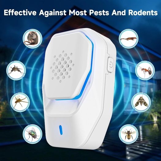 Queath Ultrasonic Mosquito Repellent 4-Pack, Ultrasonic Pest Repellent, Ultrasonic Pest Control, Against Mice, Flies, Cockroaches, Spiders, and Ants, Harmless to Pets and Humans