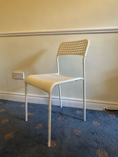 IKEA white dining table and chairs