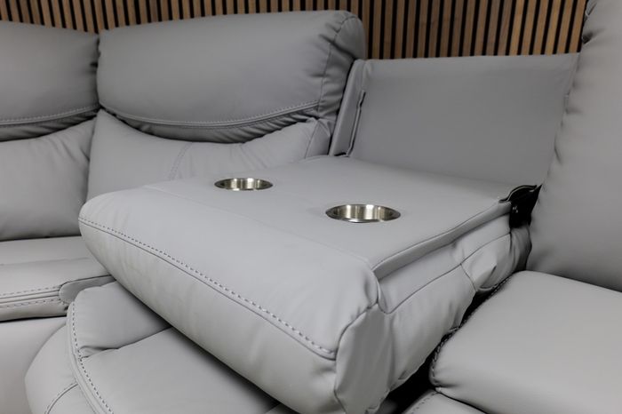 Valerie Corner Light Grey Leather Recliner Sofa