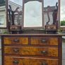Antique Victorian Walnut Mirrored Vanity Dresser Image 6