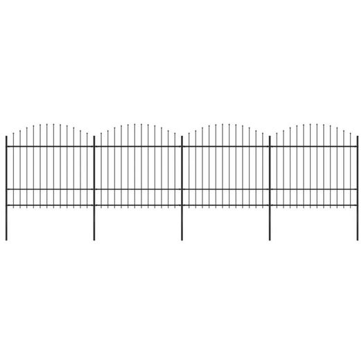 Garden Fence with Spear Top Steel (1.5-1.75)x6.8 m Black