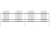 Garden Fence with Spear Top Steel (1.5-1.75)x6.8 m Black