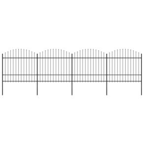 Garden Fence with Spear Top Steel (1.5-1.75)x6.8 m Black