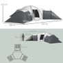 6-9 Man Tent with Bedrooms and Living Room, Accessories Included, Dark Grey Image 2