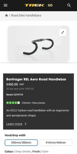 Bontrager RSL Aero Road Carbon Handlebar