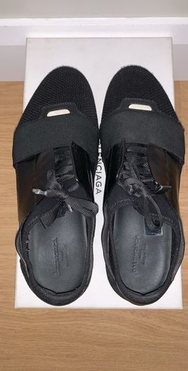 Black/White Balenciaga Race Runner Shoes
