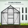 6 x 6ft Polycarbonate Greenhouse, Large Walk-In Green House with Slide Door and Window, Garden Plants Grow House with Aluminium Frame and Foundation, Grey Image 6