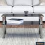 Chrome and Black Coffee Table with Shelf - Tempered Safety Glass Coffee Table - Small Table W80cm x D40cm x H41.5cm - Living Room Furniture/Office Furniture (FREE POSTAGE) Image 5