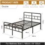 4ft6 Double Bed Frame with Curved Headboard and Footboard, 46cm Height Metal Bed Frame Double with Heavy Duty Slat Support, Underbed Storage Space, Noise Free, Easy Assembly, Black Image 2